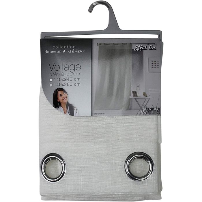 Panneau a oeillets 140 x 280 cm effet lin tisse haltona Naturel