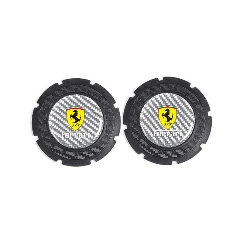 2PCS Carbon Fiber Car Water Cup Non-Slip Pad Coaster For Ferrari Roma 488 Spider SF90 LaFerrari Portofino F8 Styling Accessories MQ5