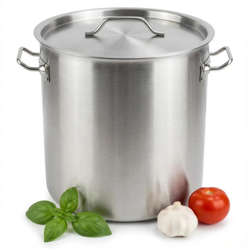 Steel Pot 26L With Metal Lid For Cooking Silver 32.5 Cm