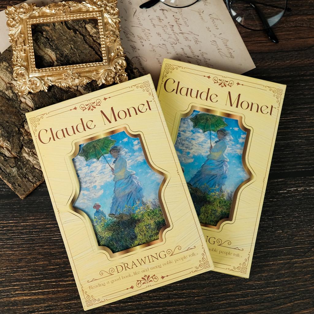 Retro Literature And Art Woman Holding An Umbrella On The Grass Oil Painting Notebook Hard Surface Material Thick Book Record Daily