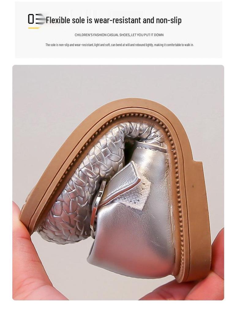 Girls' 2026 Spring Soft-Soled Leather Princess Loafers