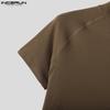 INCERUN Men Mockneck Summer Short Sleeve Solid Casual Skinny T-shirts Tee