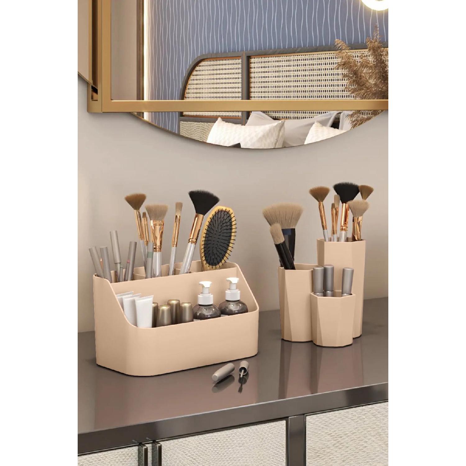 

Double Organizer Set Makeup Cosmetic Organizer And Bathroom Organizer кремовый