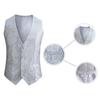 Men Vest Shiny Sequin Sleeveless Slim Fit Cardiagn Single-breasted V Neck Adjustable Back Buckle Stage Show Emcee Performance Men Waistcoat