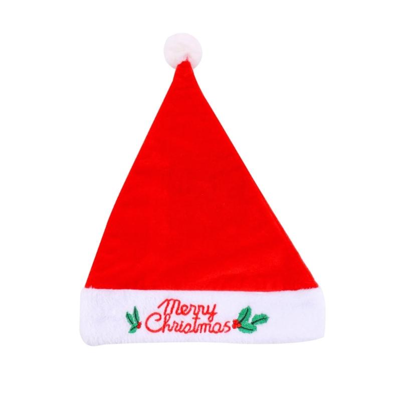 

Warm Santa Hat Embroidery Thicken Plush for Holiday Comfort Liner Christmas New Year Symbol Caps with White Brim
