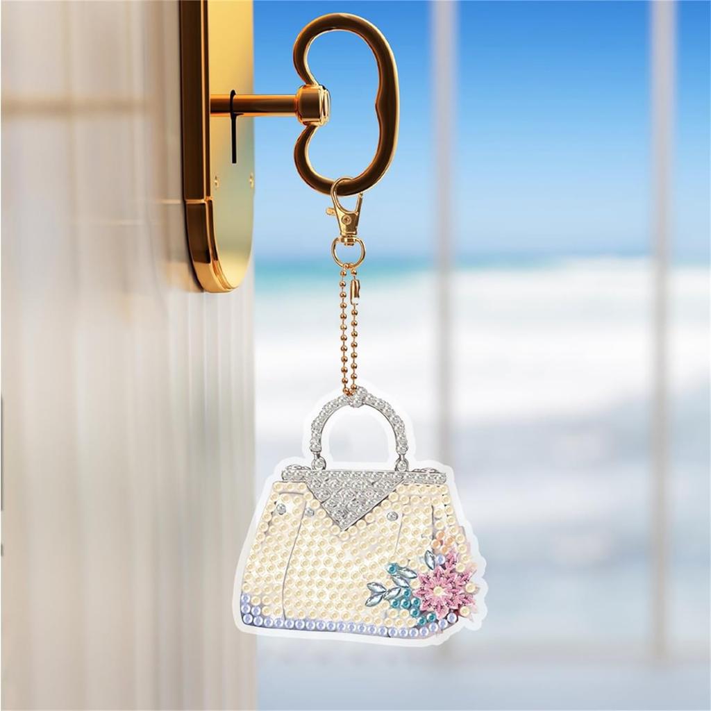 Diamond Art Keychain Bag Charm Pendant Kit DIY Handmade Painting Craft Kit Diamond Art Set 6-Piece
