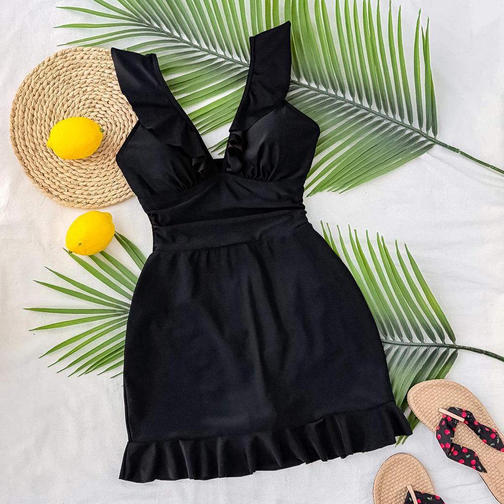 Costum de baie întreg cu volane subțiere pentru femei 2025 - Stil european și american