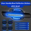 Blue Carbon Fiber Epoxy Safety Reflective Car Handle Door Bowl Warning Sticker