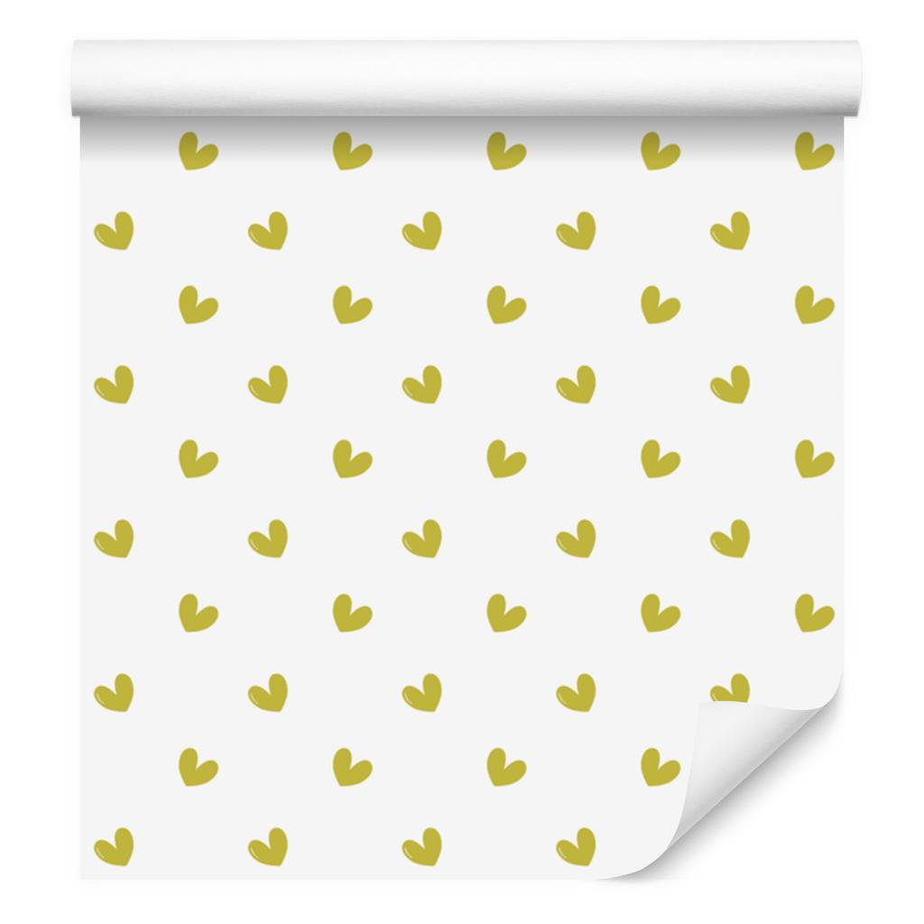 Heart Wallpaper White, Cream and Yellow 50x1000