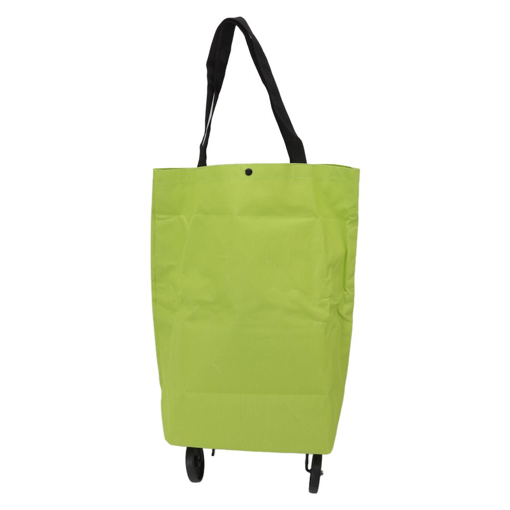 Foldable Shopping Cart with Wheels Multifunctional Fabric Storage Bag Portable Shopping Bag Green