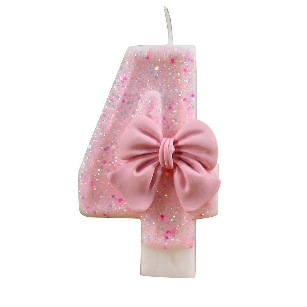 3D Number Cake Decorating Candle Pink Glitter Birthday Candles Digital Candle Cake Topper Birthday Party Anniversary Cake Decor
