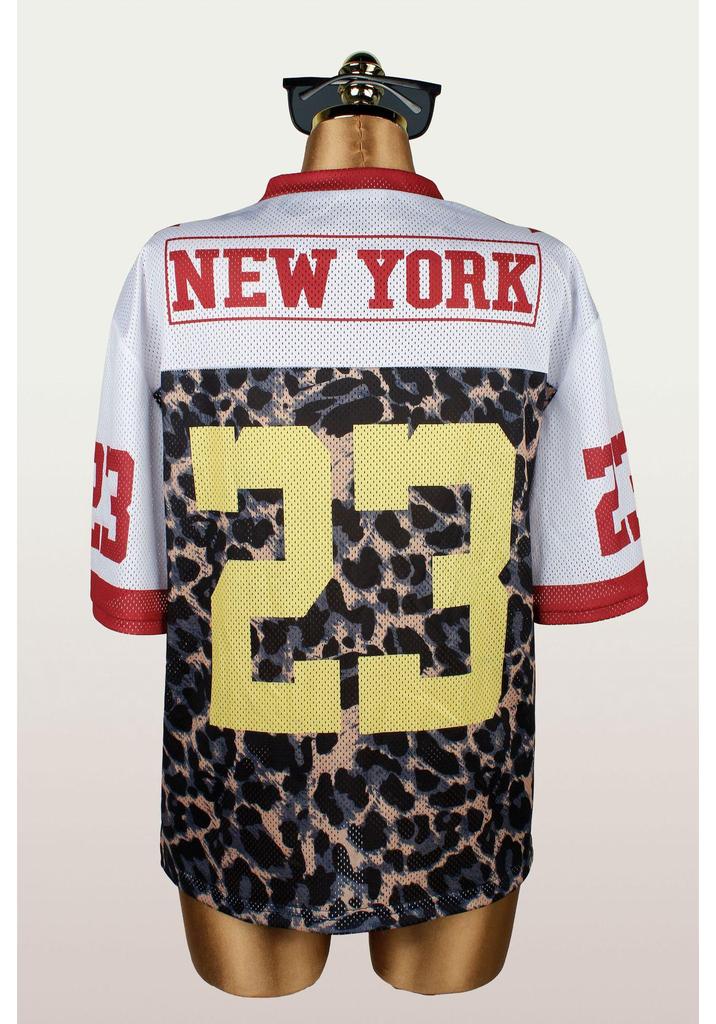 Camiseta Retro de Manga Corta con Cuello en V y Estampado de Leopardo para Mujer