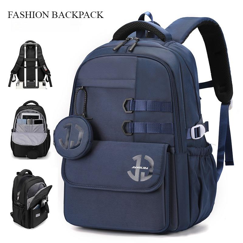 New High-end Nylon Junior High School Student School Bags College Boy Large Capacity Waterproof Travel Backpacks Lightweight Wear-resistant Rucksack
