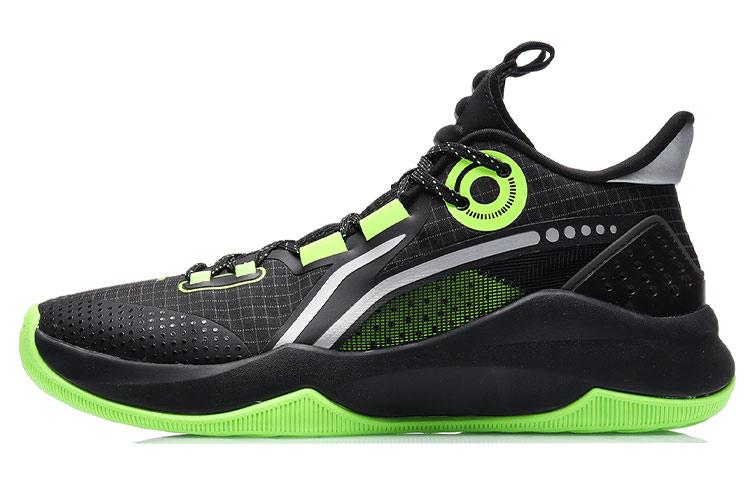 Li Ning Combat Низкие Устойчивые к истиранию Нескользящие Низкие Полноценные Баскетбольные кроссовки Мужские Черно-зеленые ABPR027-1 39