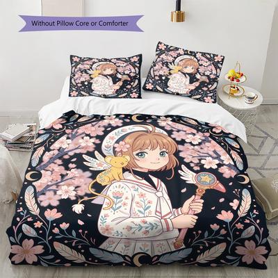 Cardcaptor Sakura Sakura Theme Collection Bedding Set, 1 Duvet Cover & 2 Pillowcases, Home Decor, Perfect Gift for Lovers