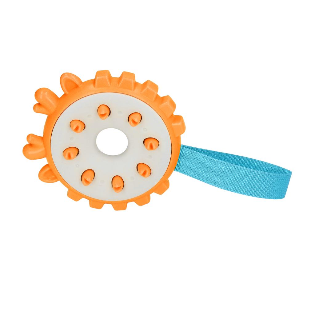 Dog Chewing Toy Bite Resistant Interactive Teeth Cleaning Round Puppy Molar Toothbrush Toy for TrainingOrange