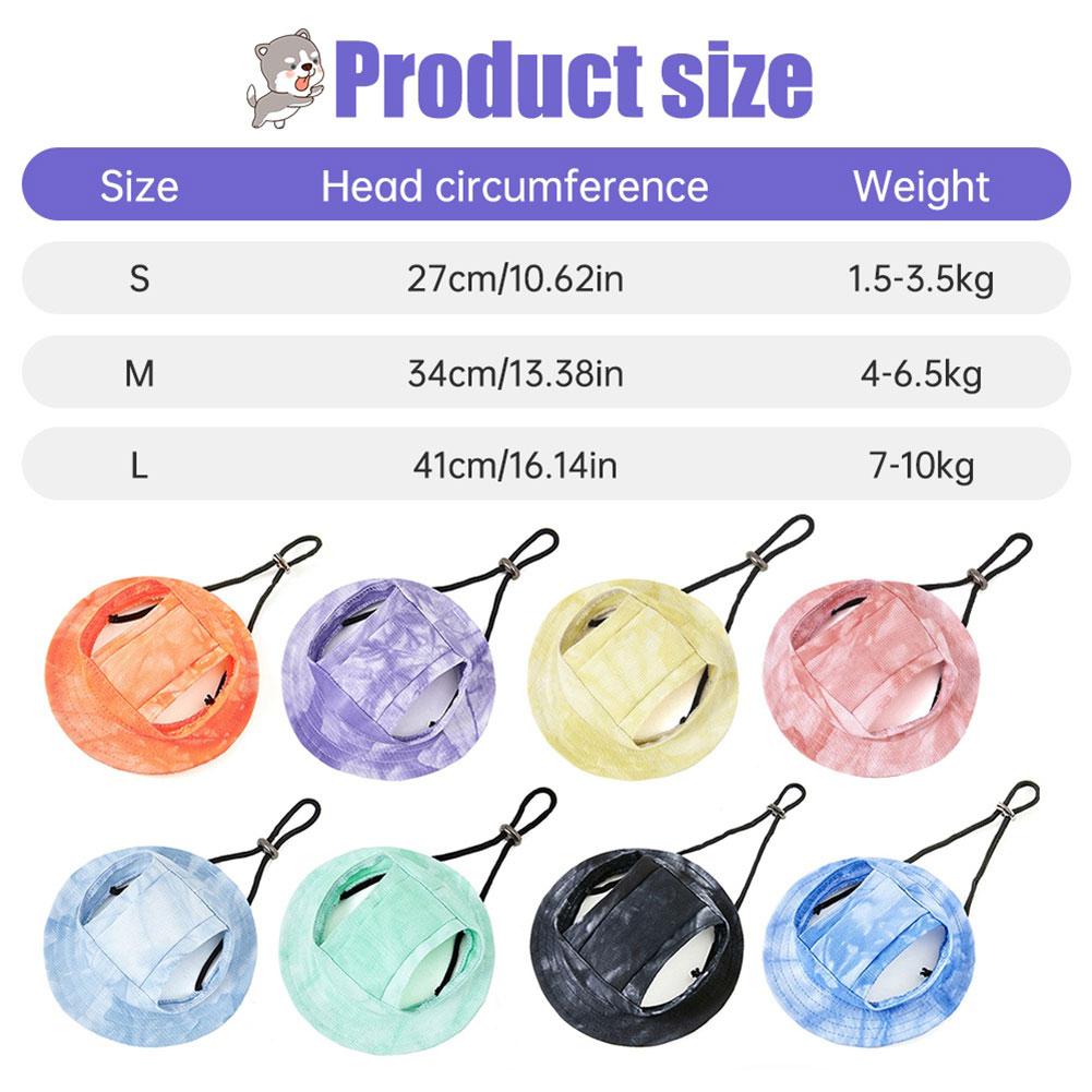 Cute Pet Sun Hat Cat Sun Hats for Dog Baseball Cap Round Brim Cat Hat Bucket Hat OPet Caps with Ear Holes Adjustable Drawstring