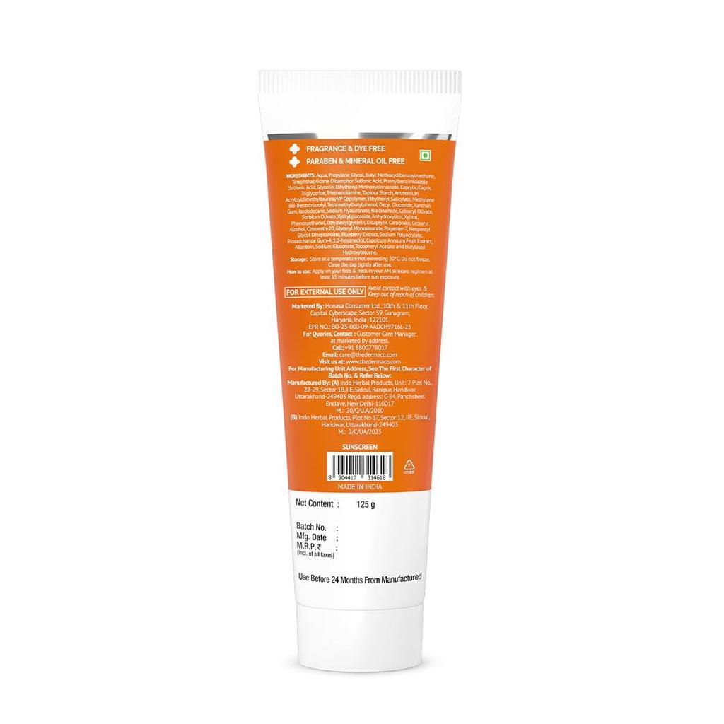 The Derma Co Hyaluronic Sunscreen Aqua Gel SPF 50 PA++++ Lightweight Hydrating No White Cast Daily Sun Protection 125 g