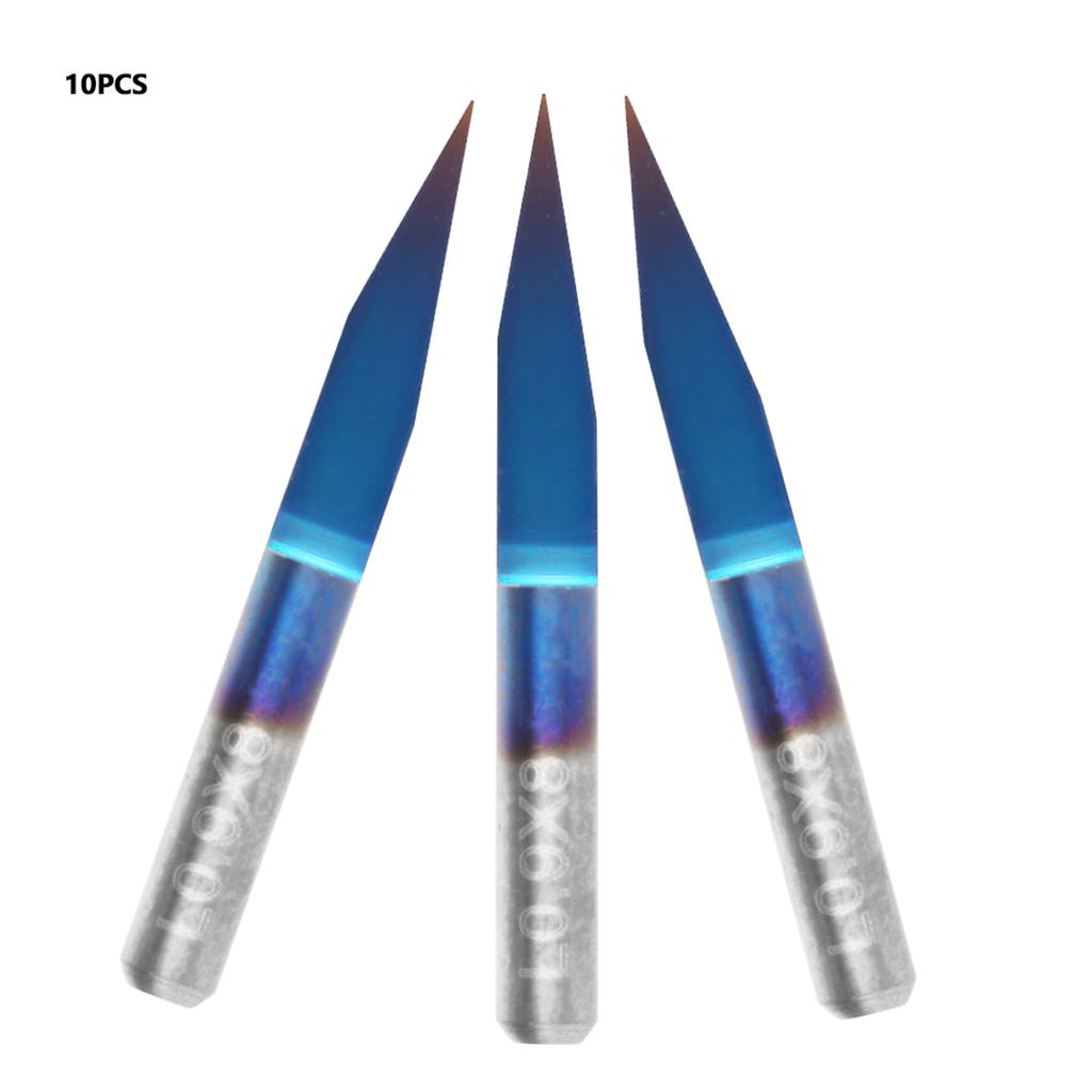 10Pcs Box 3.175 Blue Plating Tungsten Steel Engraving Tool CNC Carving Tool (20 Degrees *0.1)