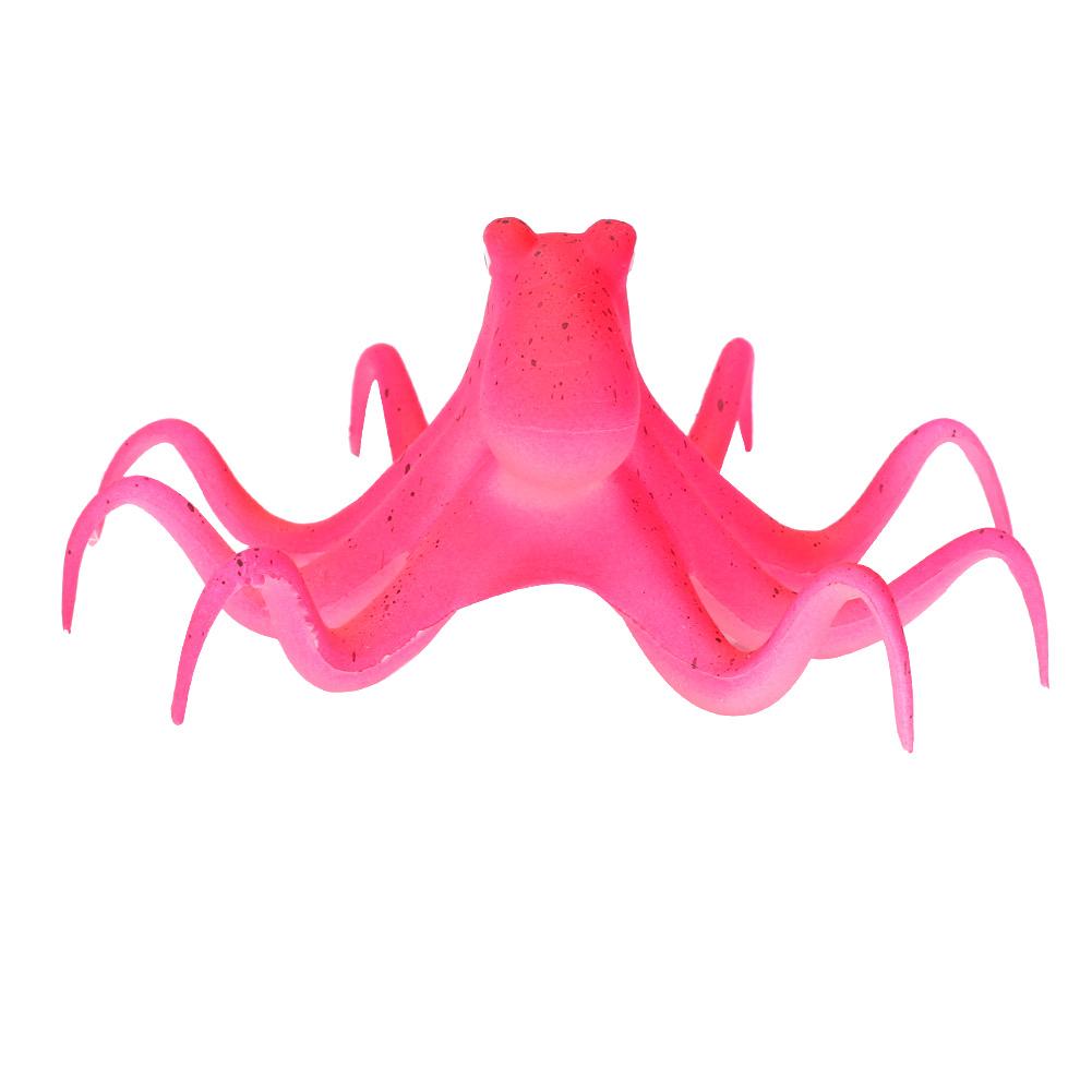 Silicone Artificial Fluorescent Simulation Octopus Aquarium Fish Tank Decoration(Red)