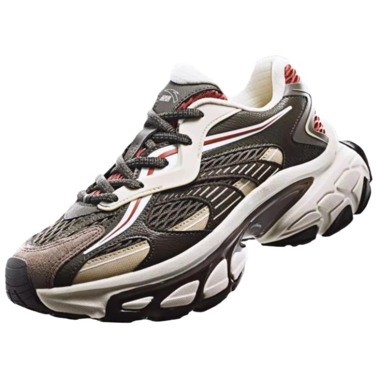 Anta Fabric Synthetic Leather Star Moon Trendy Casual Wear Durable Breathable Low-Top Dad Shoes Men sneaker Brown Beige Gray 912418880-8