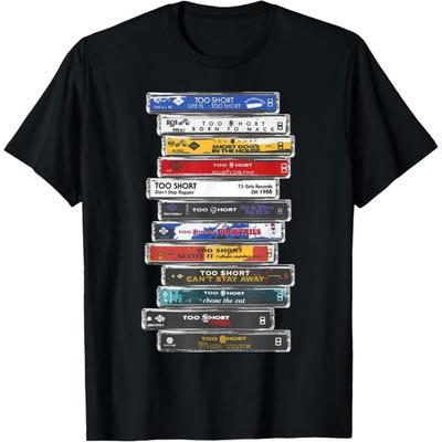 YeadamFission Schwarzes T-Shirt mit gestapeltem Retro-Kassettenband-Design für Männer und Frauen Musikliebhaber