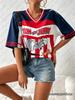 Summer New Cartoon T-shirt For Women Cute Tom&Jerry Print V-Neck Mesh Breathable Sports Football Jersey Oversized Loose Y2K Tops