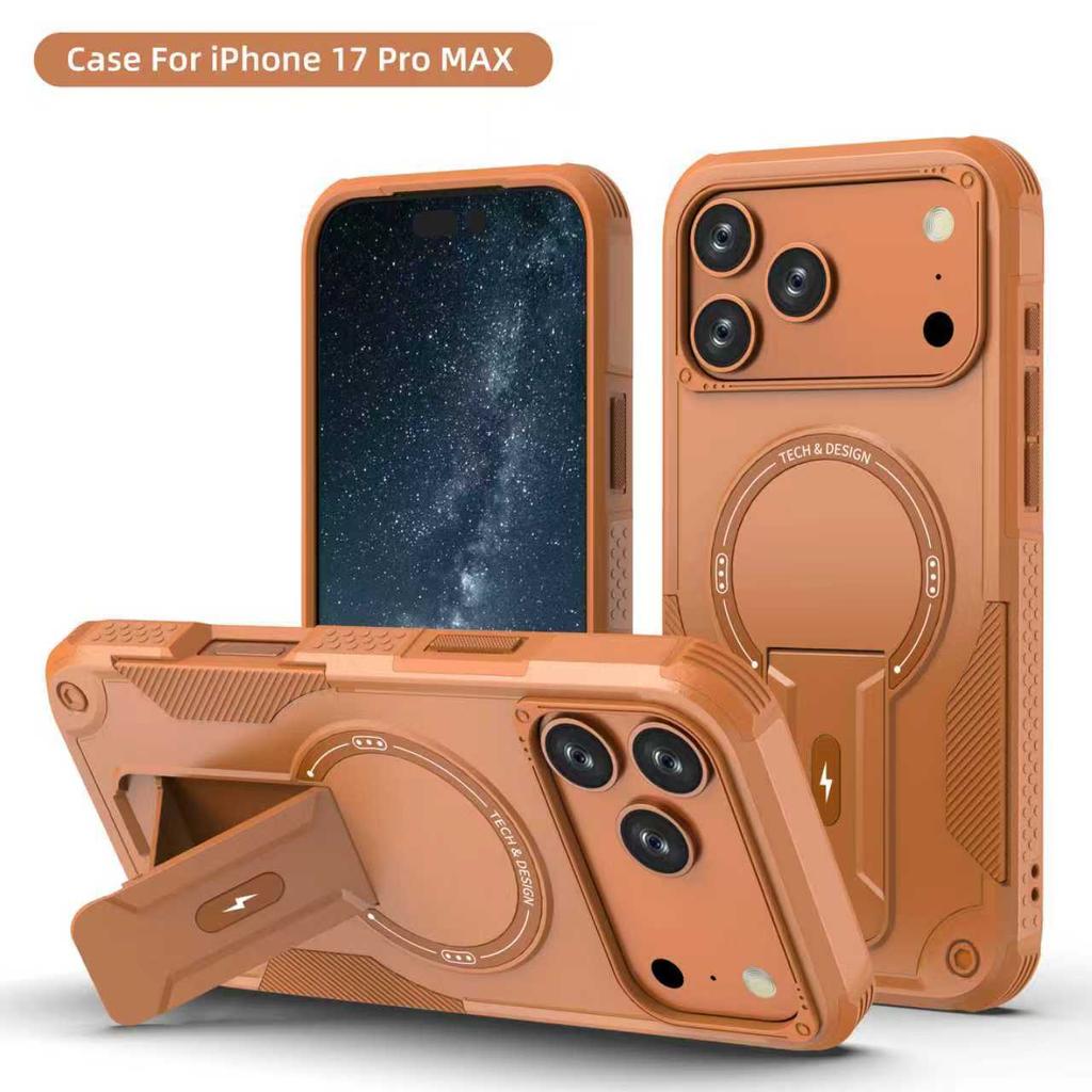 For Magsafe Stand Invisible Hard Protective Phone Case for IPhone 17Air 17 Pro Max 16 15 14 Plus 13 12 Pro Max Magnetic Cover
