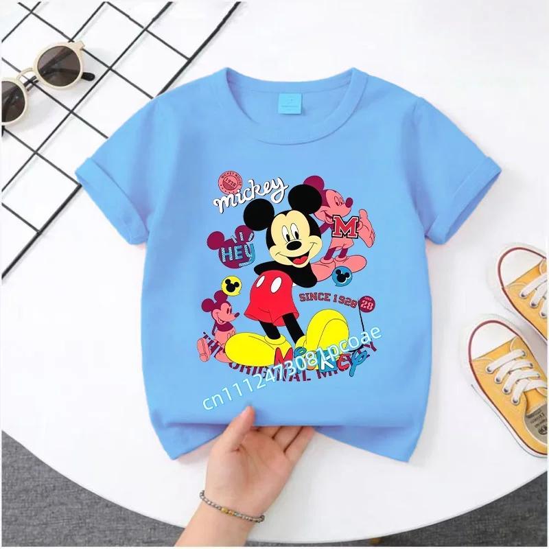 2026 Boys Girls Shortsleeved Printed Tshirt Mouse Cartoon Children 100 Cotton Soft Breathable Loose Sports Comfortable