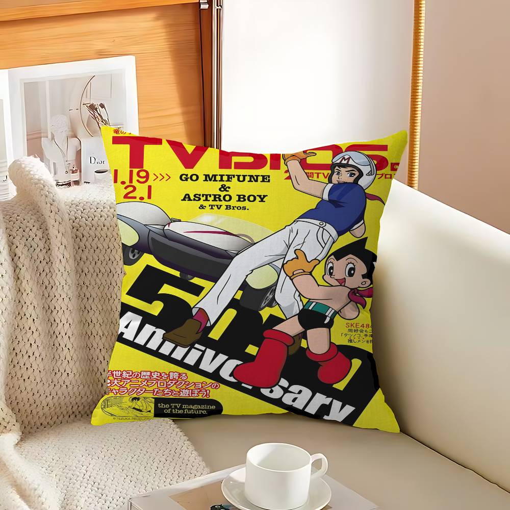 Vintage A-Astro Boy Pillow Covers Cartoon Sofa Decorative Home Double-Sided Printing Short Plush Cute Cushion Cover