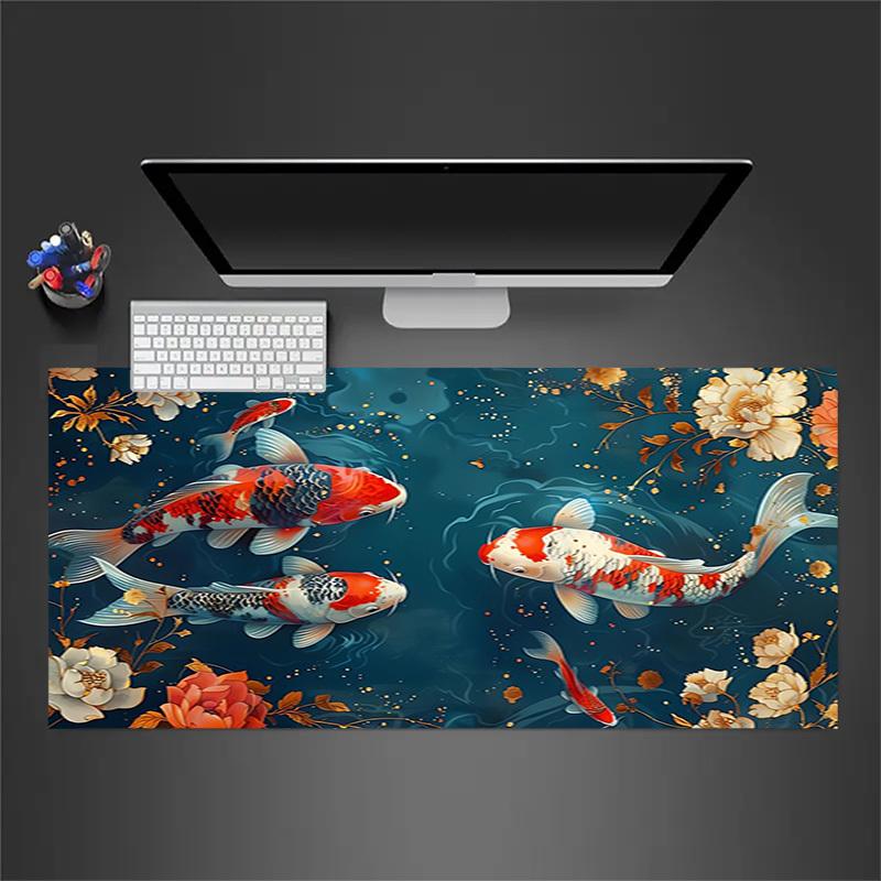 1pc Koi Fish Pond Flowers Artwork Computer Pad Mouse Pads for Desk,Gamers and Office Use 020268