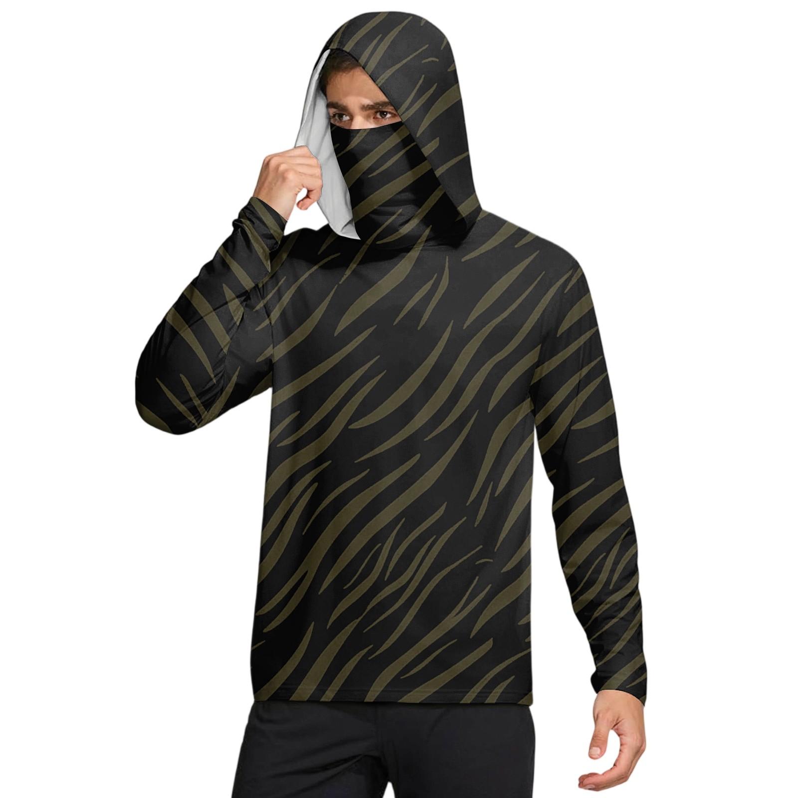 Мужская рубашка с маской Легкая с длинным рукавом Капюшон Для пеших прогулок Рыбалки Для выступлений L