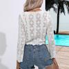 GMXIA Women's Fashion Casual Solid Color Print Long Sleeve V Neck Blouses & Shirts