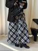 Louvre Spring Korean Retro Asymmetrical Plaid Maxi Skirt - High-Waisted Women's Fashion