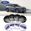 Autoaufkleber Ford 56MM 4 Stück Auto Radnabenkappen Emblem Abzeichen Aufkleber Dekoration für Ford ST Focus 2 3 Mondeo Kuga Fiesta MK7 Esco
