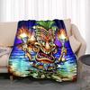 Tiki Bar Fashion Flannel Throw Blanket Summer Beach Aloha Hawaii Funny Accessories Man Cave Party Home Decor for Pub Club