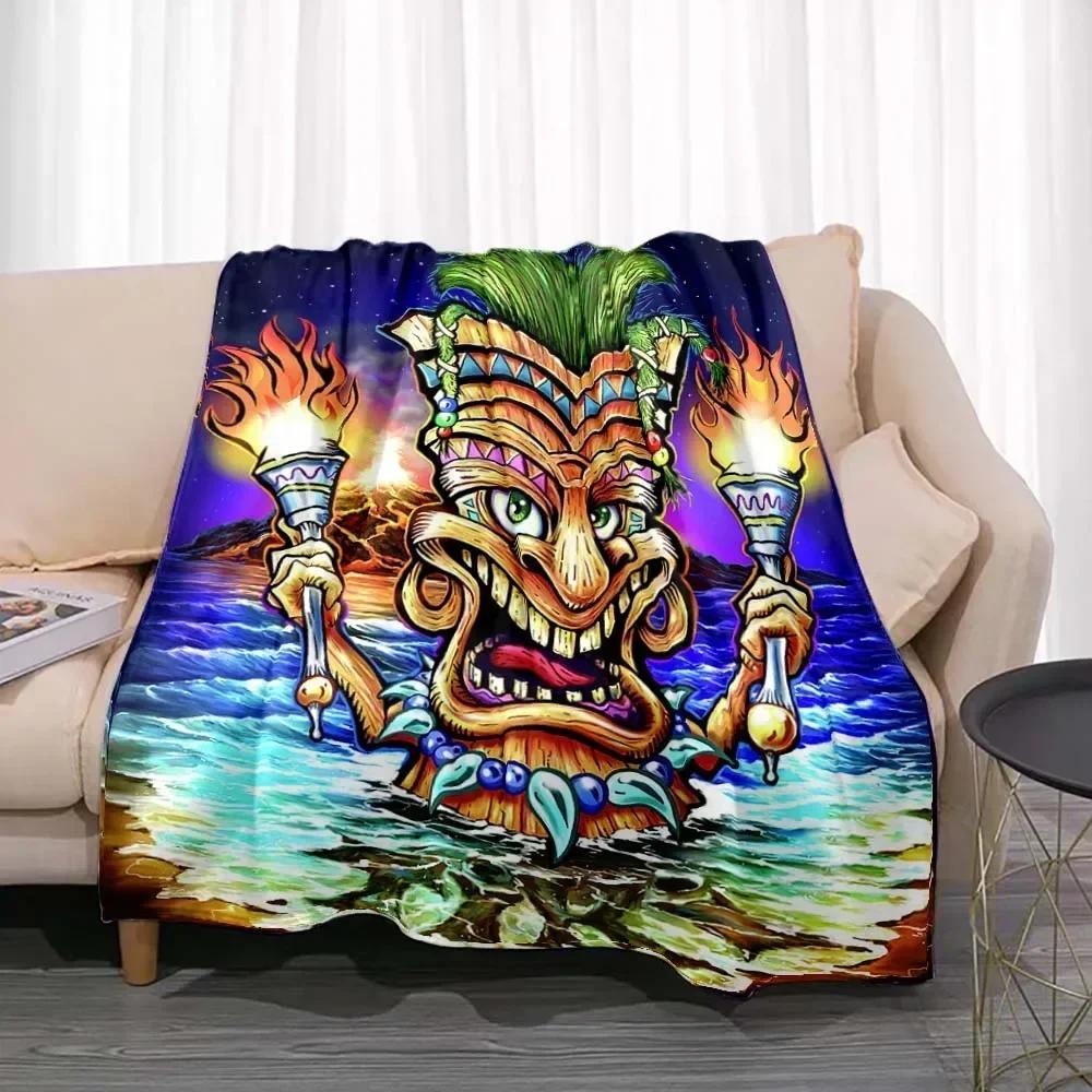 Tiki Bar Fashion Flannel Throw Blanket Summer Beach Aloha Hawaii Funny Accessories Man Cave Party Home Decor for Pub Club