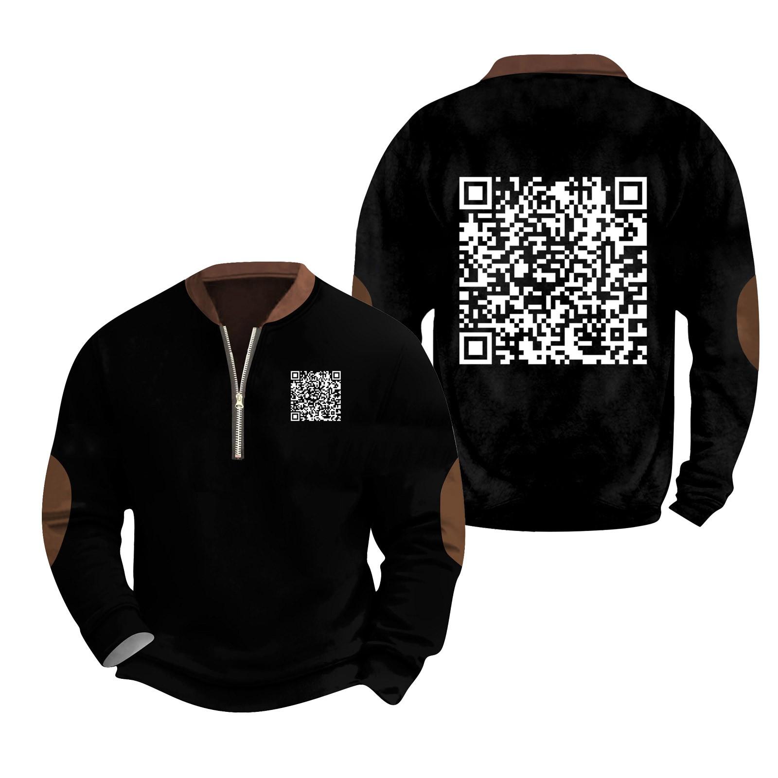 

Мужская модная повседневная толстовка с капюшоном, свободным длинным рукавом и воротником-молнией с забавным принтом L чёрный