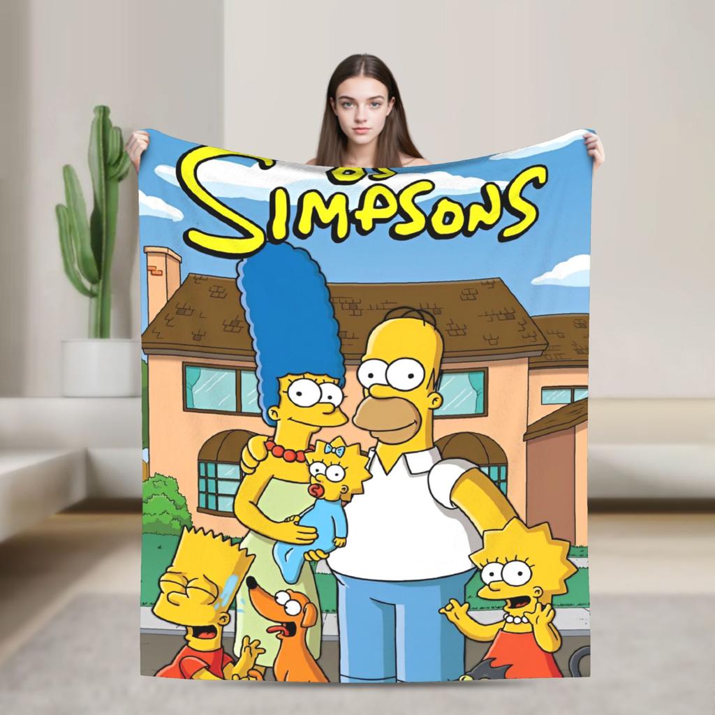 Super Warm Blanket Decorative The Simpsons Cartoon Throw Blanket Flannel Bedspread For Couch Chair Fluffy Sofa Bed Cover