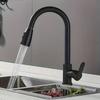 Modern  Stainless Steel Pull-Down Kitchen Faucet, 360° Swivel Hot/Cold Water Tap with Dual Function Pull Out  for Kitchen Sink