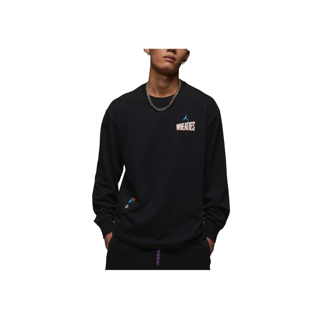 Jordan Alphabet Brand Logo Print Long-Sleeve T-Shirt Men Tops Black DV8429-010