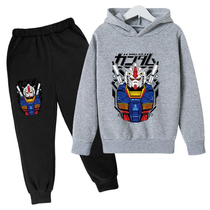 2025 Gundam Casual Kids Clothes 2 Piece Hoodies Set Clothing Cool Girls Clothing Boys Tracksuit Children Baby Clothes