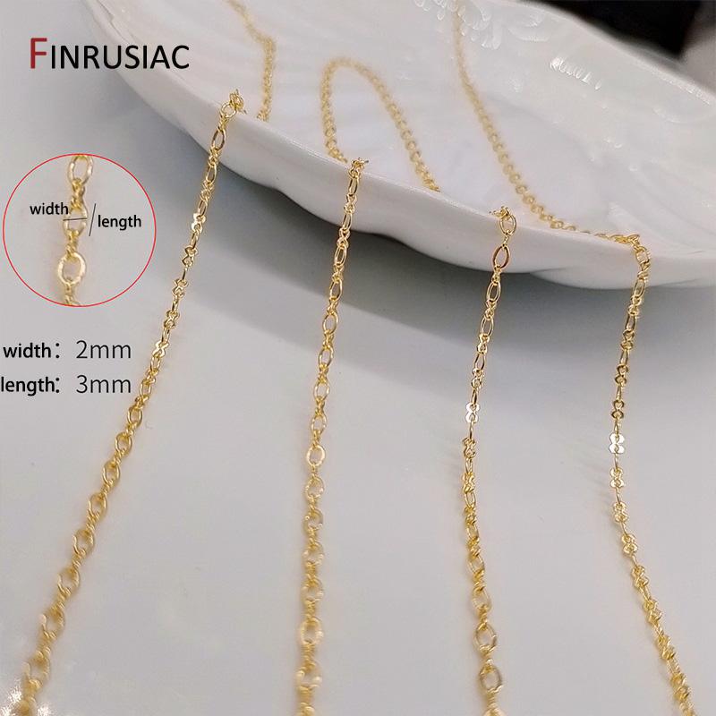 

4 Types Thin Chain For Jewelry Making 14K Gold Plated Brass Metal Handmade DIY Chain Wholesale 1 meter
