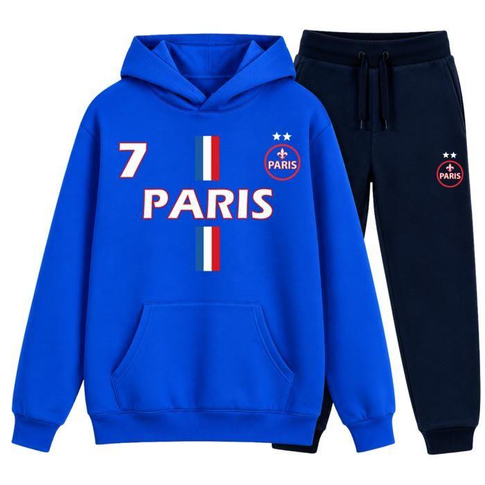 Survêtement Enfant Style Paris - Ensemble Sweat à Capuche bleu royal et Pantalon (3-14 ans) - Bleu royal