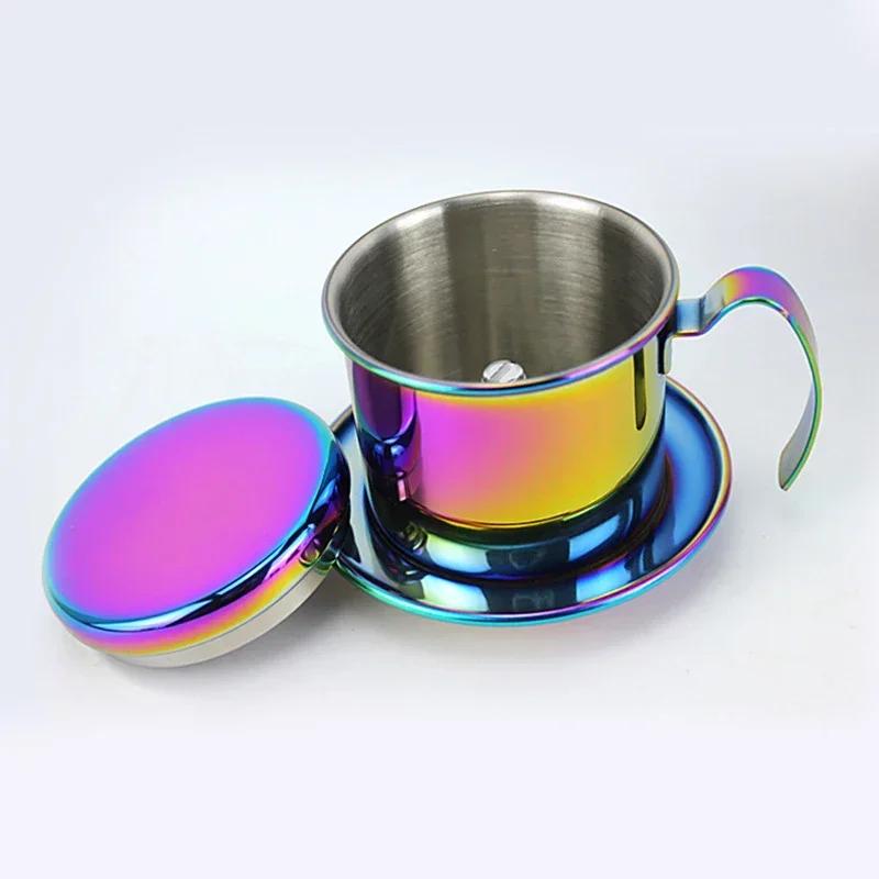 Stainless Steel Vietnamese Coffee Drip Filter Cup Portable Traditional Vietnam Coffee Maker Coffee Brewing Tool for Office Home