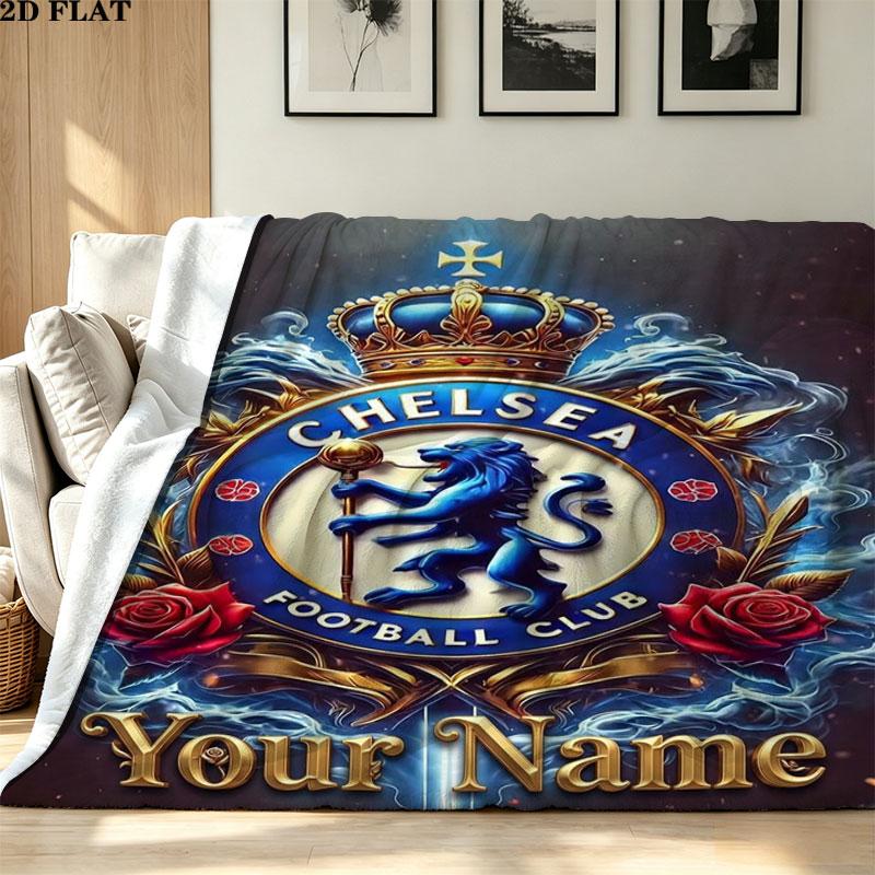 1PC Chelsea F Custom Name Patterned Flannel Blanket Suitable For All Seasons for Home Decor Warmth and Comfort Gifts Holiday Present