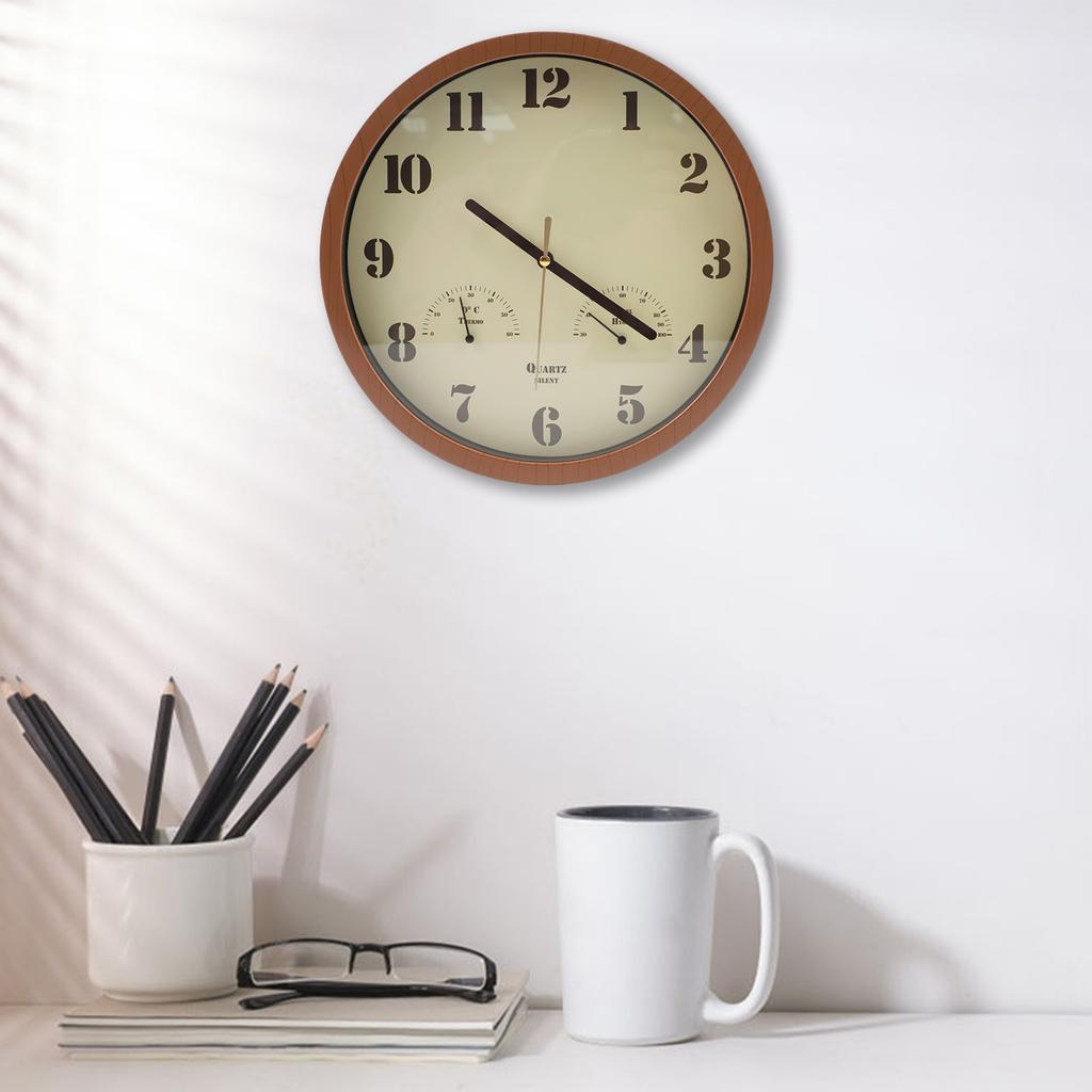 Outdoor Clock with Thermometer and Hygrometer for Patio Weatherproof Analog Design Silent Quartz Operation for Indoor Use