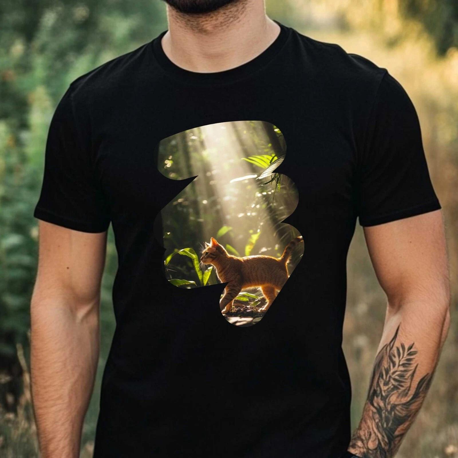 T-Shirt Herren Wilde Katze Motiv Baumwolle Größe XS bis 5XL XXXXL