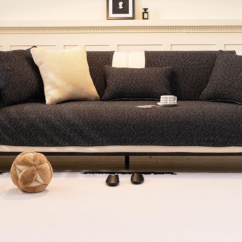 

Solid Color Sofa Cushion Winter Non-Slip Plush Seat Cushion Thickened Simple Modern Minimalist Wind Leather Sofa Cover Cover Cloth 70*70cm
