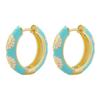 ZHUKOU Retro Little Daisy Hoop Earrings Gold Enamel Hoops Women Colorful Women Round Huggie Earrings VE843